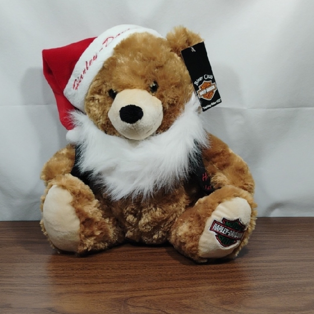 Harley-Davidson Holiday Rider Plush with Brown and White Fur Happy Harley Days